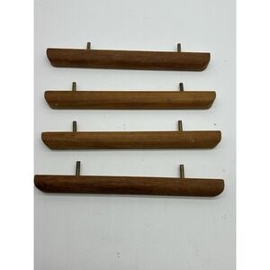 Vintage MCM Mid Century Modern Teak Wooden Drawer Pulls Long 9" Lot of 4